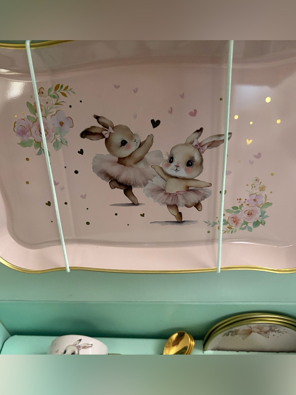 Girl's Play Tea Party Ballet Bunny in Tutu Tin Tea Set w Case New - Picture 10 of 16